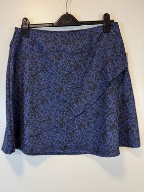 Eddie Bauer Kasey Blue Floral Mini Skirt Wrap Front Design Stretch Women’s XL